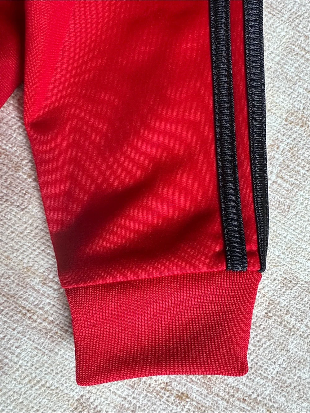 adidas Red Kids Tracksuit with Black Stripes and Accents size 18M